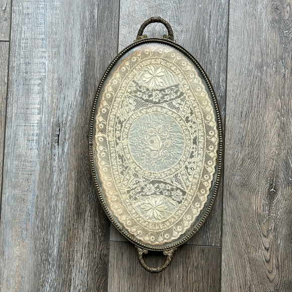 Source Unknown Other - Vintage Glass Brass Perfume Tray